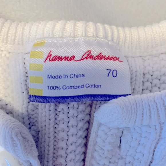 Hanna andersson white cable knit button up baby cardigan 6-12 months - Picture 2 of 3